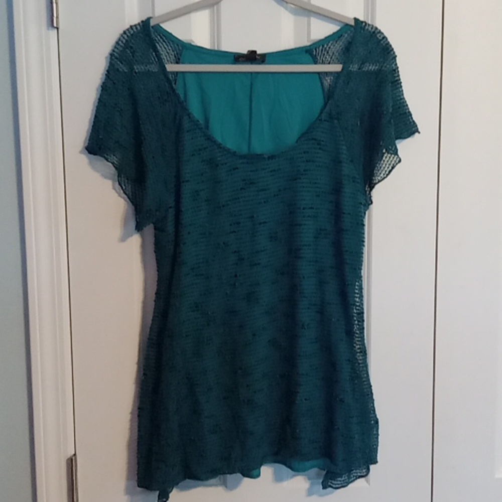 Teal Mesh Layered Women's Top